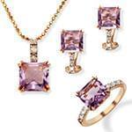 نیم ست آویز، گوشواره و انگشتر با نگین آمتیس و برلیان مدل: hsdf1294 