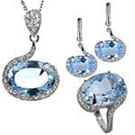 نیم ست آویز، گوشواره و انگشتر با نگین توپاز و برلیان مدل: hsdf1300