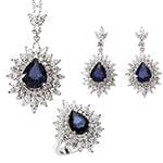 نیم ست جواهر با نگین یاقوت و الماس تراش مارکیز و برلیان مدل: hsdf1305