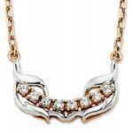 گردنبند طلا رزگلد و سفید با نگین الماس تراش برلیان مدل: ndf1310