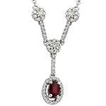 گردنبند جواهر با نگین یاقوت قرمز و الماس تراش برلیان مدل: ndf1319