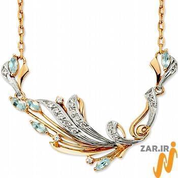 گردنبند جواهر با نگین توپاز و الماس تراش برلیان مدل: ndf1321