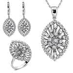 نیم ست جواهر انگشتر، گوشواره و آویز الماس تراش برلیان: مدل hdset2058