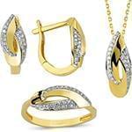 نیم ست جواهر انگشتر، گوشواره و آویز الماس تراش برلیان : مدل hdset2059