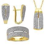 نیم ست جواهر انگشتر، گوشواره و آویز الماس تراش برلیان: مدل hdset2060