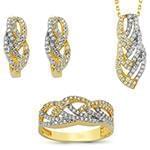 نیم ست جواهر انگشتر، گوشواره و آویز الماس تراش برلیان: مدل hdset2063