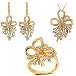 نیم ست جواهر انگشتر، گوشواره و آویز الماس تراش برلیان: مدل hdset2069