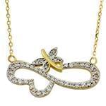 گردن آویز الماس تراش برلیان با طلای زرد طرح شاپرک: مدل nfg1001