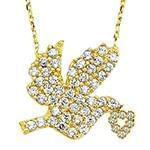 گردن آویز الماس تراش برلیان با طلای زرد طرح پرستوی عشق: مدل nfg1005