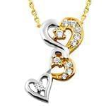 مدل گردن آویز الماس تراش برلیان با طلای زرد و سفید طرح سه قلب