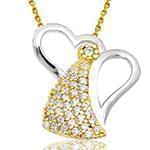 گردن آویز الماس تراش برلیان با طلای زرد و سفید طرح آنجل