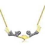 مدل گردن آویز الماس تراش برلیان با طلای زرد طرح عشق