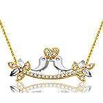 مدل گردن آویز الماس تراش برلیان با طلای زرد و سفید طرح کبوتر