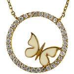 گردن آویز طلای زرد با نگین الماس تراش برلیان طرح پروانه: مدل nfg1013