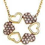 گردن آویز طلای زرد و سفید با نگین الماس تراش برلیان طرح قلب