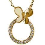 گردن آویز طلای زرد با نگین الماس تراش برلیان طرح پروانه: مدل nfg1015