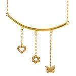 گردن آویز طلای زرد با نگین الماس تراش برلیان طرح قلب و پروانه: مدل nfg1019