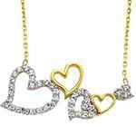 گردن آویز طلای زرد و سفید با نگین الماس تراش برلیان طرح قلب