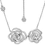 گردن آویز الماس تراش برلیان با طلای سفید طرح گل مدل:  nfg1024