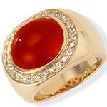 انگشتر مردانه جواهر با نگین عقیق و الماس تراش برلیان: مدل rgm1465