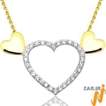 مدل گردن آویز الماس تراش برلیان با طلای سفید طرح قلب 