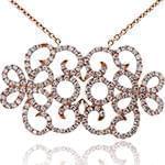 گردن آویز الماس تراش برلیان با طلای رزگلد طرح اسلیمی مدل: nfg1028