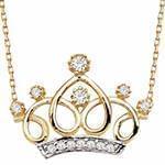 گردن آویز الماس تراش برلیان با طلای زرد و سفید طرح تاج مدل: nfg1029