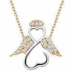 گردن آویز الماس تراش برلیان با طلای زرد و سفید طرح آنجل مدل: nfg1034