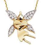 گردن آویز آنجل با نگین الماس تراش برلیان و طلای زرد مدل: nfg1038