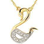 گردن آویز قو با نگین الماس تراش برلیان و طلای زرد و سفید مدل: nfg1039