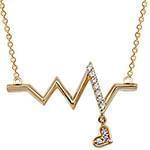 گردن آویز ضربان قلب با نگین الماس تراش برلیان و طلای زرد مدل: nfg1040