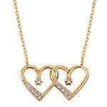 گردن آویز الماس تراش برلیان و طلای زرد طرح دو قلب مدل: nfg1047