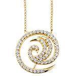 گردن آویز طلای زرد با نگین الماس تراش برلیان طرح دوار مدل: nfg1049