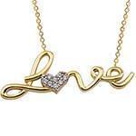 گردن آویز طلای زرد و سفید با نگین الماس تراش برلیان طرح love مدل: nfg1055