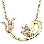 گردن آویز طلای زرد با نگین الماس تراش برلیان طرح لاله مدل: nfg1057