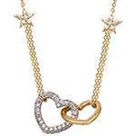 گردن آویز طلای زرد و سفید با نگین الماس تراش برلیان طرح قلب مدل: nfg1058