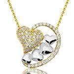 گردن آویز طلای زرد و سفید با نگین الماس تراش برلیان طرح قلب مدل: nfg1059