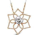 گردن آویز طلای رزگلد و سفید با نگین الماس تراش برلیان طرح گل مدل: nfg1060