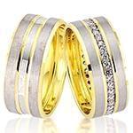 حلقه ست طلای ازدواج با نگین الماس تراش برلیان مدل: srd1349 