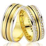 حلقه ست طلای ازدواج با نگین الماس تراش برلیان مدل: srd1353