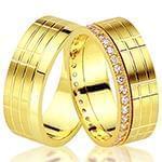 حلقه ست طلای ازدواج با نگین الماس تراش برلیان مدل: srd1354