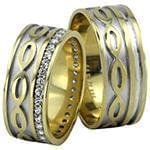 حلقه ست طلای ازدواج با نگین الماس تراش برلیان مدل: srd1356