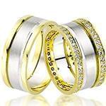 حلقه ست طلای ازدواج با نگین الماس تراش برلیان مدل: srd1357