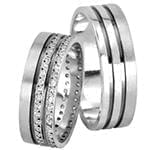 حلقه ست طلای سفید ازدواج با نگین الماس تراش برلیان مدل: srd1358