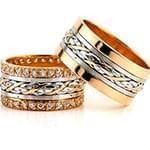 ست حلقه عروسی طلای رزگلد و سفید با نگین برلیان مدل: srd1107