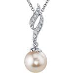 آویز طلای سفید با نگین مروارید و برلیان مدل: npdf12962 