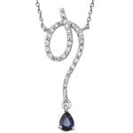 آویز جواهر با نگین یاقوت کبود و برلیان و طلای سفید مدل: npdf12964