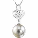 آویز جواهر با نگین مروارید و الماس تراش برلیان طرح قلب و فلاور مدل: npdf12967