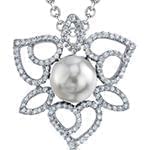 آویز جواهر با نگین مروارید و الماس تراش برلیان طرح قلب مدل: npdf12970