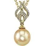 آویز جواهر با نگین مروارید و الماس تراش برلیان و طلای زرد مدل: npdf12977